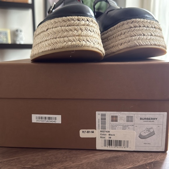 Leather Platform Mary Janes by Burberry, color - black, size -US9/39 - Picture 7 of 7